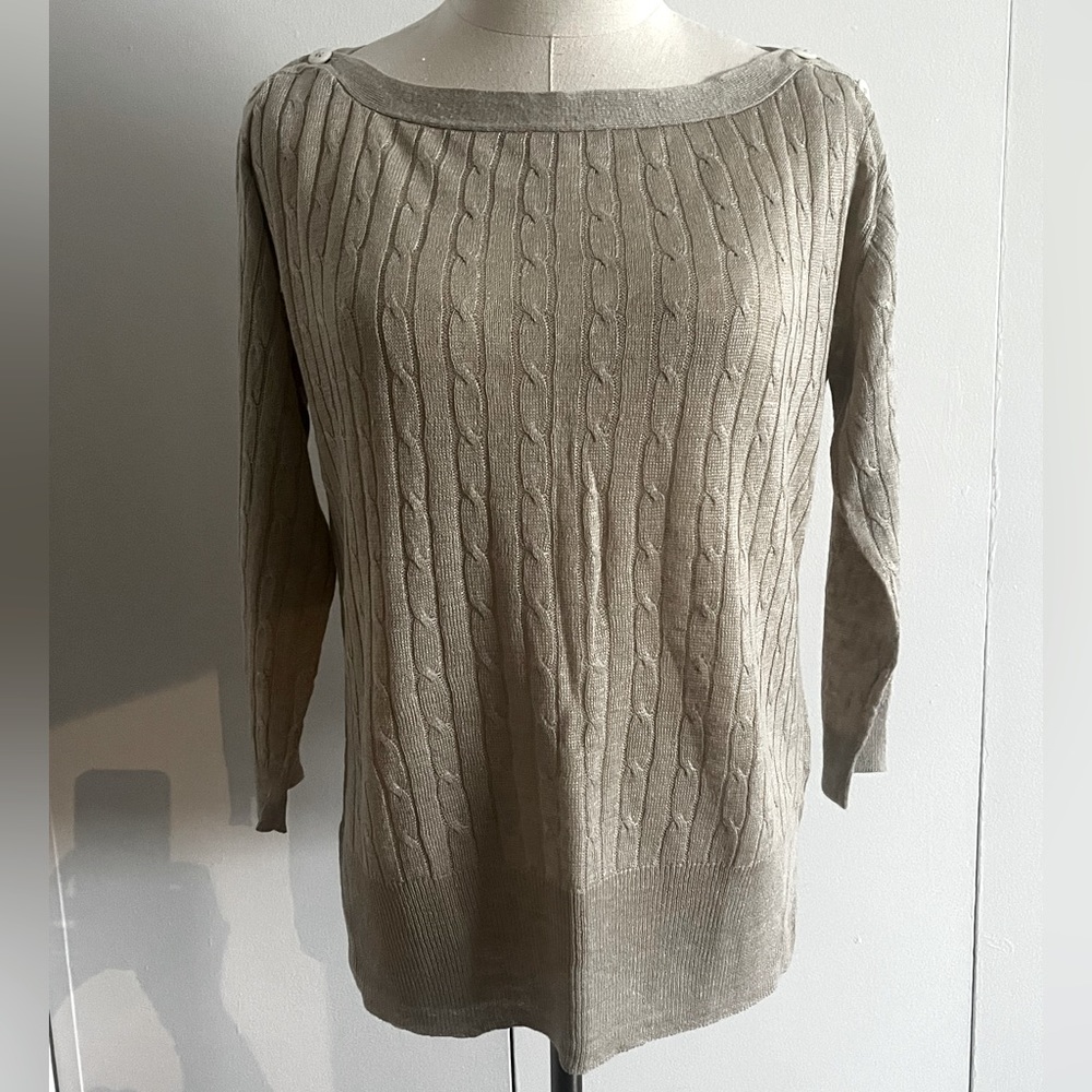 JCrew Tan Flax Linen Sweater S